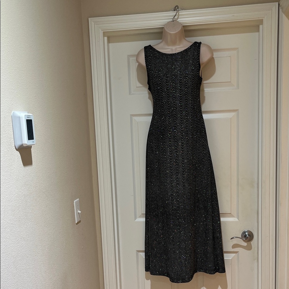 Vintage EUC Ronni Nicole Elegant Sparkly Black Sleeveless Dress Size 4P
